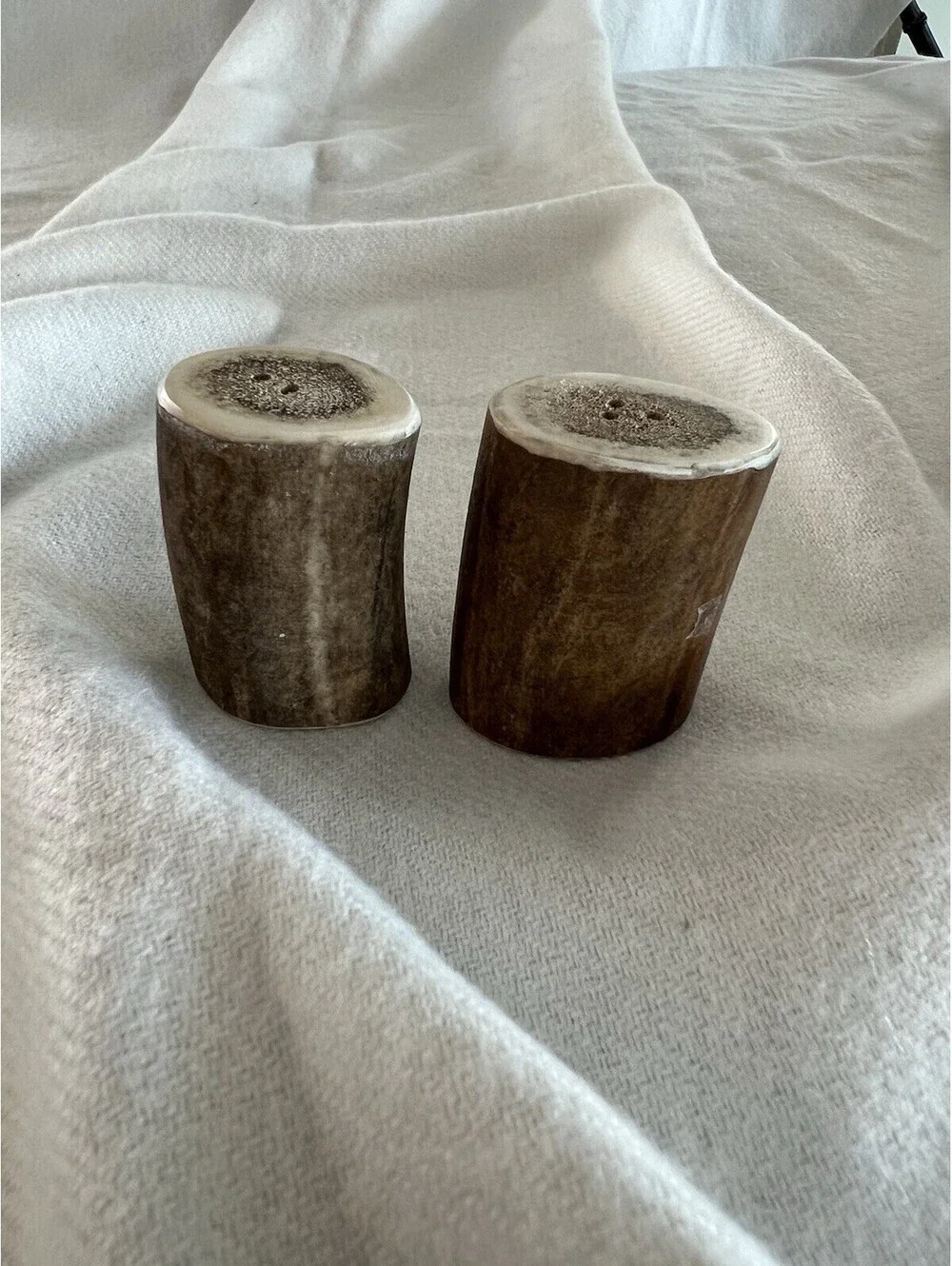 Vintage Elk Antler Bone  Salt and Pepper Shakers Unique Kit